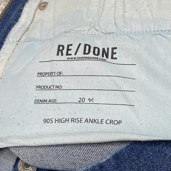 Re/Done 90's Comfort Stretch High Rise Ankle Crop Jeans in Dusk Destroy - Picture 5 of 8